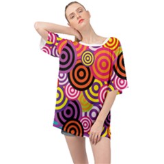 Abstract-circles-background-retro Oversized Chiffon Top by Semog4