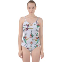 Floral-backdrop-pattern-flower Cut Out Top Tankini Set by Semog4