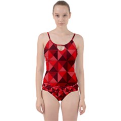 Red Diamond Shapes Pattern Cut Out Top Tankini Set by Semog4