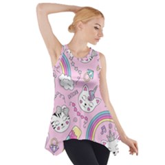 Beautiful Cute Animals Pattern Pink Side Drop Tank Tunic by Semog4