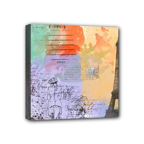 Scrapbook Paris Vintage France Mini Canvas 4  X 4  (stretched) by Salman4z