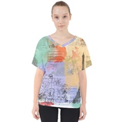 Scrapbook Paris Vintage France V-neck Dolman Drape Top by Salman4z