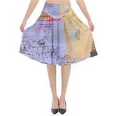 Scrapbook Paris Vintage France Flared Midi Skirt by Salman4z
