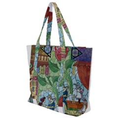 Stained Glass Rose Flower Zip Up Canvas Bag by Salman4z