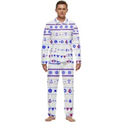 Marine Nautical Clip Art Men s Long Sleeve Velvet Pocket Pajamas Set by Salman4z