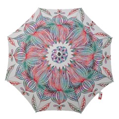Lotus Feathers Boho Watercolor Hook Handle Umbrellas (medium) by Salman4z
