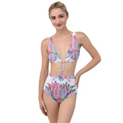 Lotus Feathers Boho Watercolor Tied Up Two Piece Swimsuit by Salman4z