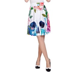 Day Of The Dead Skull Art A-line Skirt by Salman4z
