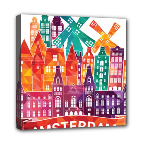 Vector Graphics Amsterdam Silhouette Mini Canvas 8  X 8  (stretched) by Salman4z