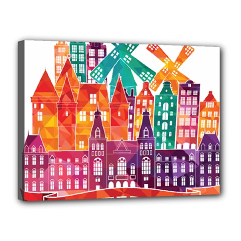 Vector Graphics Amsterdam Silhouette Canvas 16  X 12  (stretched) by Salman4z