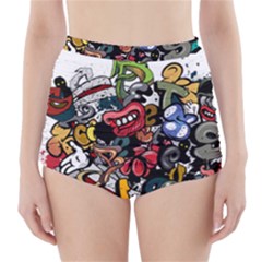 Mural Graffiti Paint High-waisted Bikini Bottoms by Salman4z