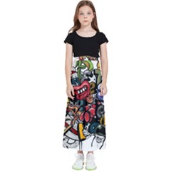 Mural Graffiti Paint Kids  Flared Maxi Skirt by Salman4z