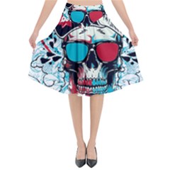 That Cool Graffiti Skull Flared Midi Skirt by Salman4z