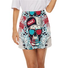 That Cool Graffiti Skull Mini Front Wrap Skirt by Salman4z
