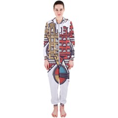 Amsterdam Graphic Design Poster Illustration Hooded Jumpsuit (ladies) by Salman4z