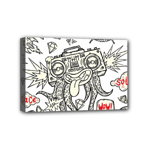 Drawing Clip Art Hand Painted Abstract Creative Space Squid Radio Mini Canvas 6  X 4  (stretched) by Salman4z