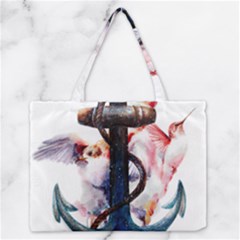 Anchor Watercolor Painting Tattoo Art Anchors And Birds Zipper Medium Tote Bag by Salman4z