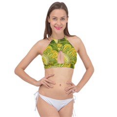 Doodles Patterns Ornament Vector Flowers Green Cross Front Halter Bikini Top by Salman4z