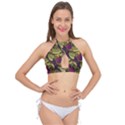 Pattern Vector Texture Style Garden Drawn Hand Floral Cross Front Halter Bikini Top View1