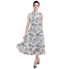 White Printer Paper With Text Overlay Humor Dark Humor Infographics Round Neck Boho Dress by Salman4z