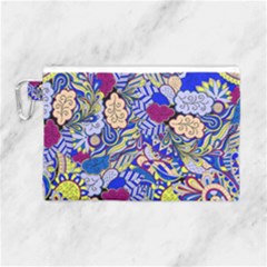 Blue Yellow Background Pattern Vector Texture Paisley Canvas Cosmetic Bag (large) by Salman4z