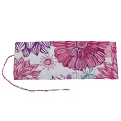 Red And Pink Flowers Vector Art Asters Patterns Backgrounds Roll Up Canvas Pencil Holder (s) by Salman4z