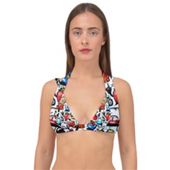 Graffiti Art Cartoon Comic Double Strap Halter Bikini Top by Salman4z