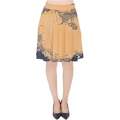 Waves Aesthetic Ocean Retro Sea Vintage Velvet High Waist Skirt by Salman4z