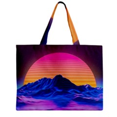Sun Ultra Artistic 3d Illustration Sunset Zipper Mini Tote Bag by Salman4z