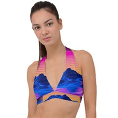 Sun Ultra Artistic 3d Illustration Sunset Halter Plunge Bikini Top by Salman4z