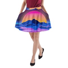 Sun Ultra Artistic 3d Illustration Sunset A-line Pocket Skirt by Salman4z
