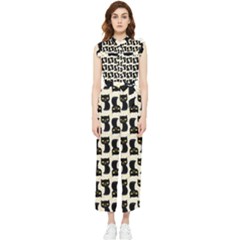 Black Cats And Dots Koteto Cat Pattern Kitty Women s Frill Top Chiffon Jumpsuit by Salman4z