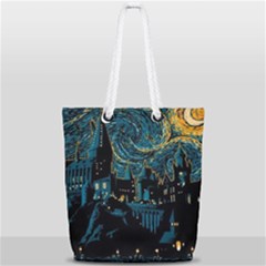 Hogwarts Castle Van Gogh Full Print Rope Handle Tote (small) by Salman4z