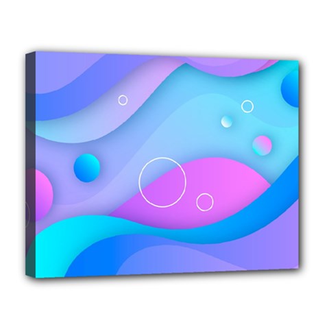 Colorful Blue Purple Wave Canvas 14  X 11  (stretched) by Salman4z