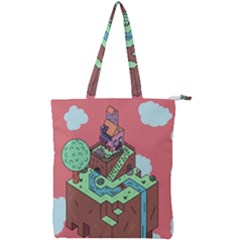 Minimal Digital Cityscape Double Zip Up Tote Bag by Salman4z