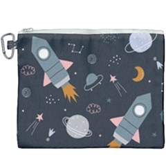 Space Background Illustration With Stars And Rocket Seamless Vector Pattern Canvas Cosmetic Bag (xxxl) by Salman4z