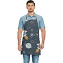 Space Background Illustration With Stars And Rocket Seamless Vector Pattern Kitchen Apron View1