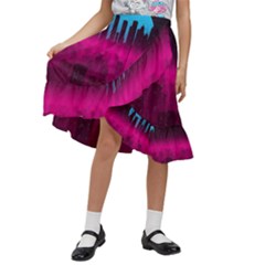 Futuristic Cityscape Kids  Ruffle Flared Wrap Midi Skirt by Salman4z