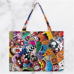 Cartoon Explosion Cartoon Characters Funny Zipper Medium Tote Bag by Salman4z