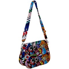 Cartoon Explosion Cartoon Characters Funny Saddle Handbag by Salman4z