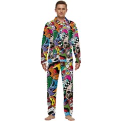Cartoon Explosion Cartoon Characters Funny Men s Long Sleeve Velvet Pocket Pajamas Set by Salman4z