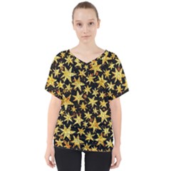 Shiny Glitter Stars V-neck Dolman Drape Top by Salman4z