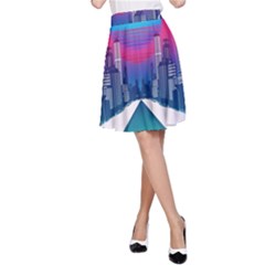 Retro Cityscape Artist Artwork Digital Art A-line Skirt by Salman4z