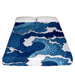 Waves Aesthetics Illustration Japanese Fitted Sheet (queen Size) by Salman4z