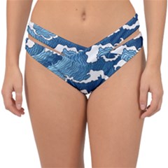 Waves Aesthetics Illustration Japanese Double Strap Halter Bikini Bottoms by Salman4z