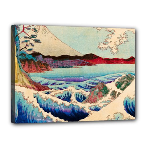 Wave Japanese Mount Fuji Woodblock Print Ocean Canvas 16  X 12  (stretched) by Salman4z