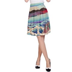 Wave Japanese Mount Fuji Woodblock Print Ocean A-line Skirt by Salman4z
