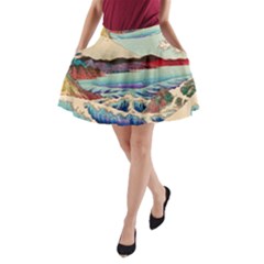Wave Japanese Mount Fuji Woodblock Print Ocean A-line Pocket Skirt by Salman4z