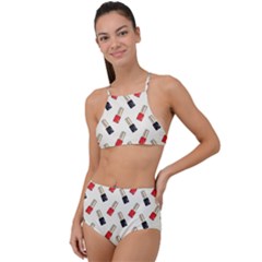 Nail Manicure High Waist Tankini Set by SychEva