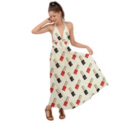 Nail Manicure Backless Maxi Beach Dress by SychEva